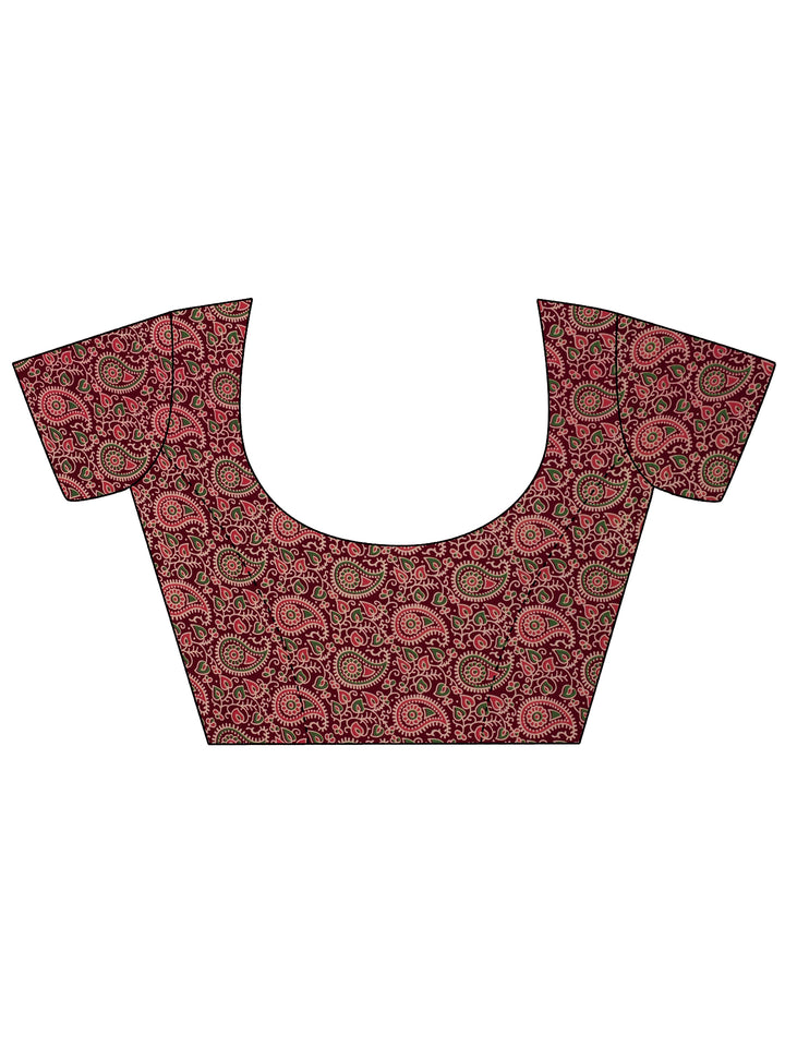 Burgundy Solid Satin Saree With Unstitched Blouse Piece