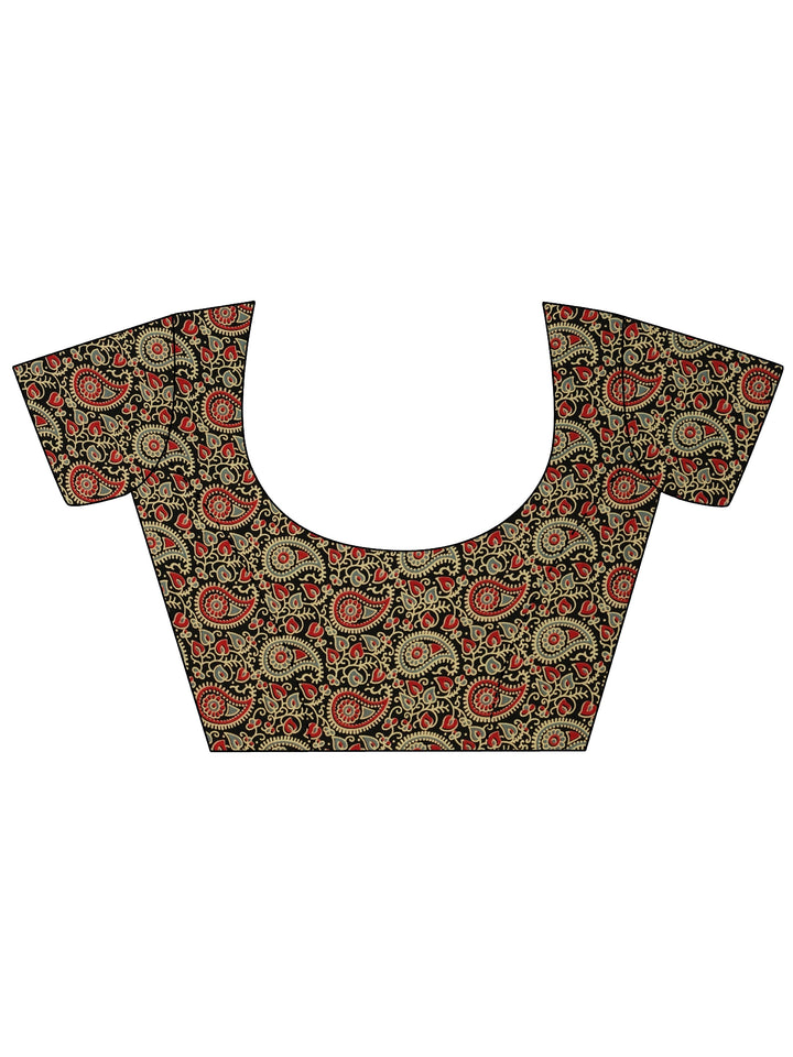 Black Solid Satin Saree With Unstitched Blouse Piece