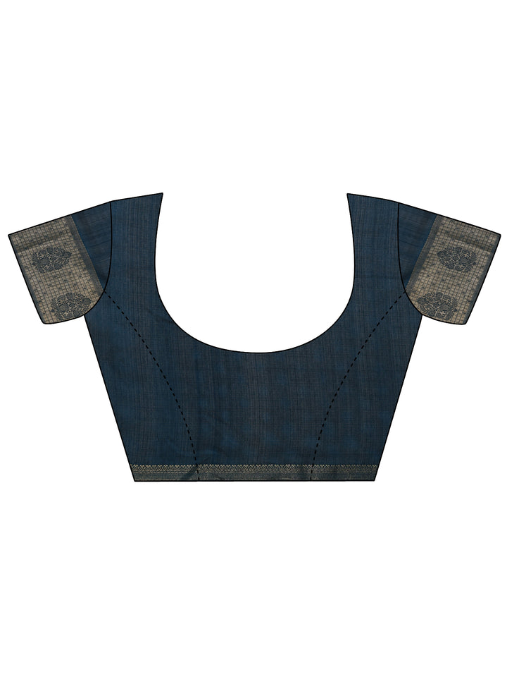 Blue Printed Georgette Saree With Unstitched Blouse Piece