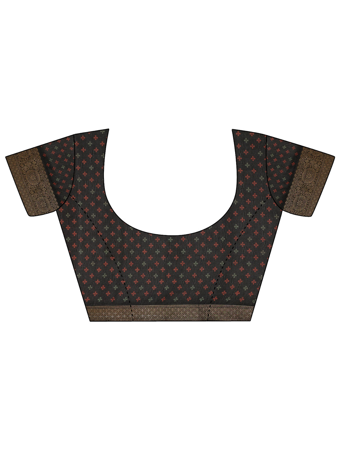 Black Printed Georgette Saree With Unstitched Blouse Piece