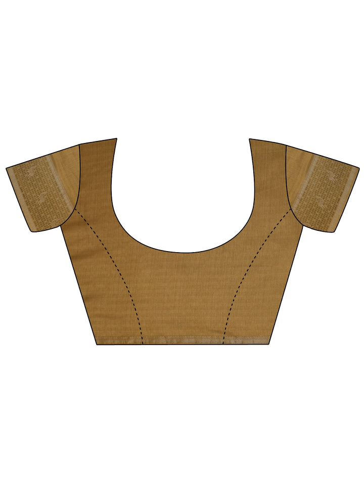 Khaki Printed Georgette Saree With Unstitched Blouse Piece