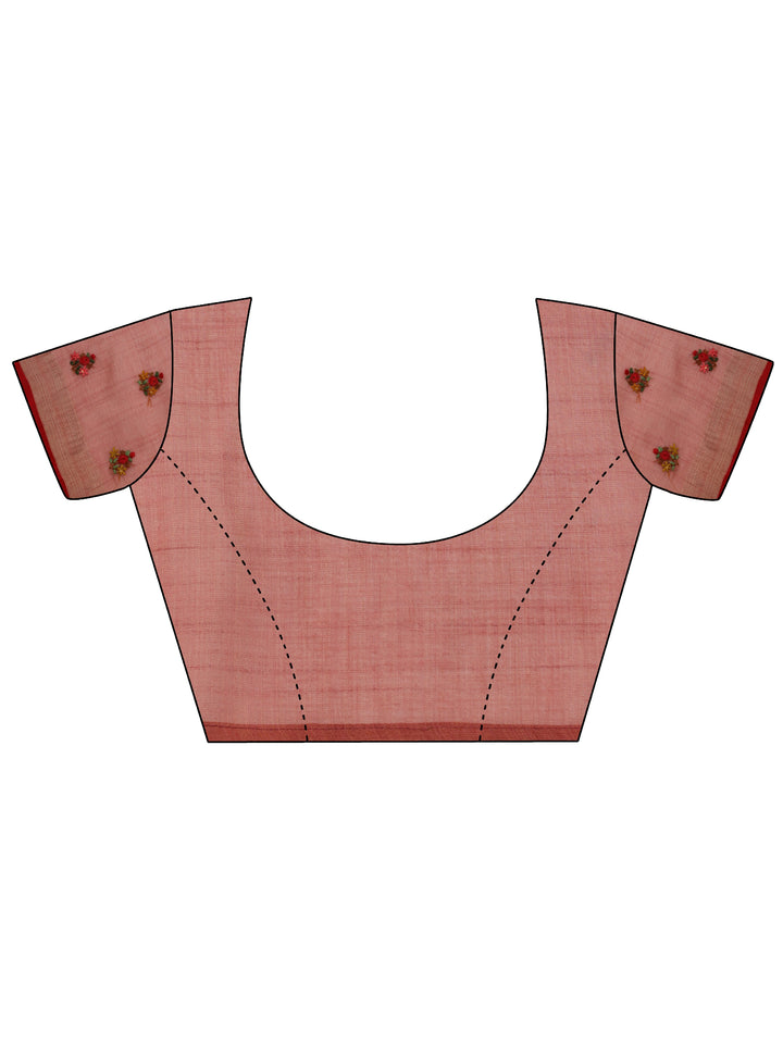 Mauve Embroidered Silk Blend Saree With Unstitched Blouse Piece