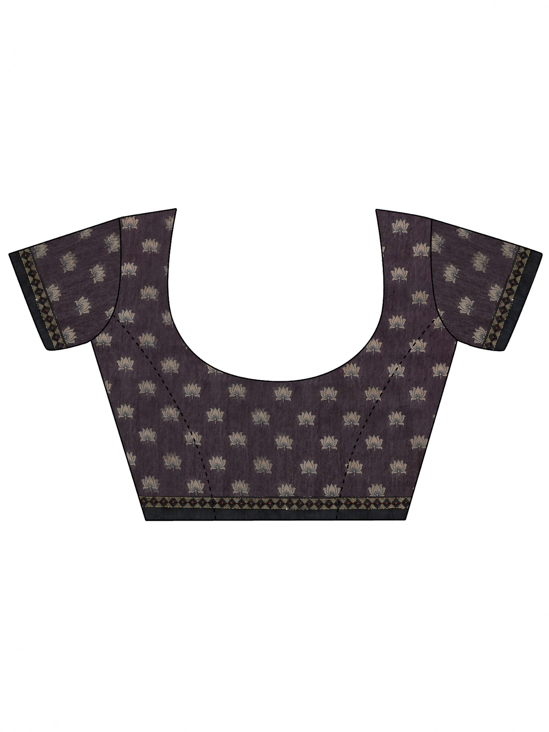 Burgundy Printed Silk Blend Saree With Unstitched Blouse Piece