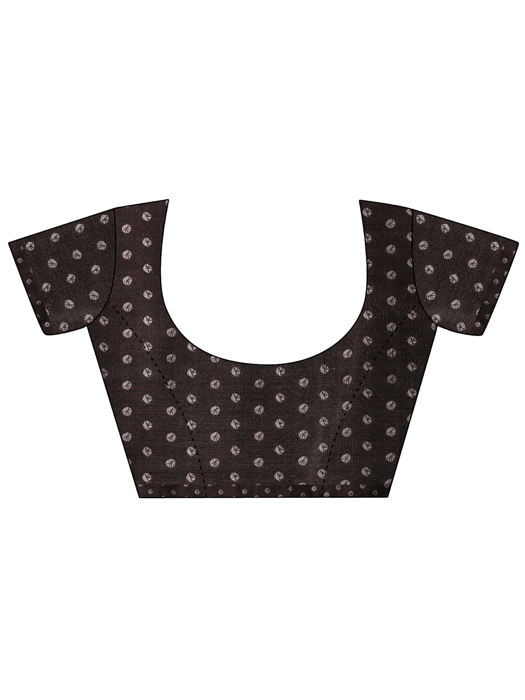 Brown Printed Silk Blend Saree With Unstitched Blouse Piece