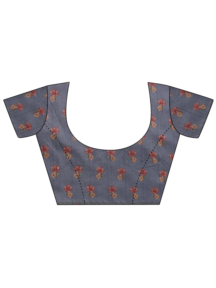 Lavender Embellished Silk Blend Saree With Unstitched Blouse Piece