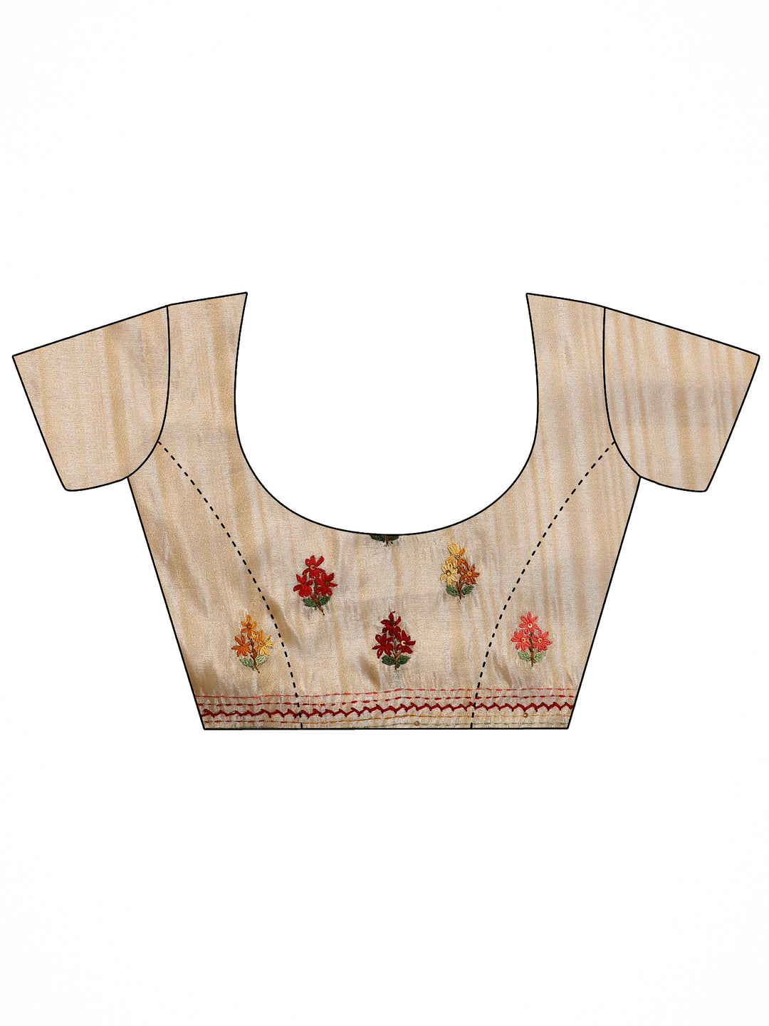 Beige Embroidered Silk Blend Saree With Unstitched Blouse Piece