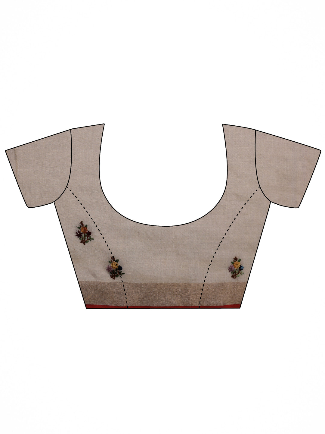 Beige Embroidered Silk Blend Saree With Unstitched Blouse Piece