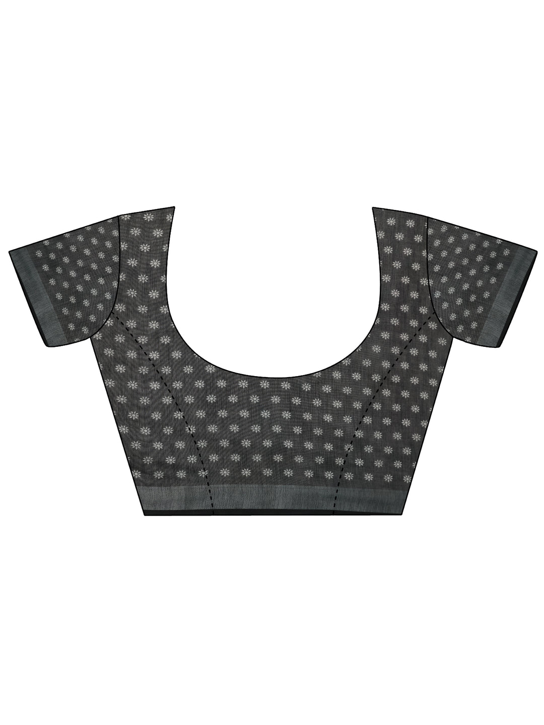 Black Printed Cotton Blend Saree With Unstitched Blouse Piece