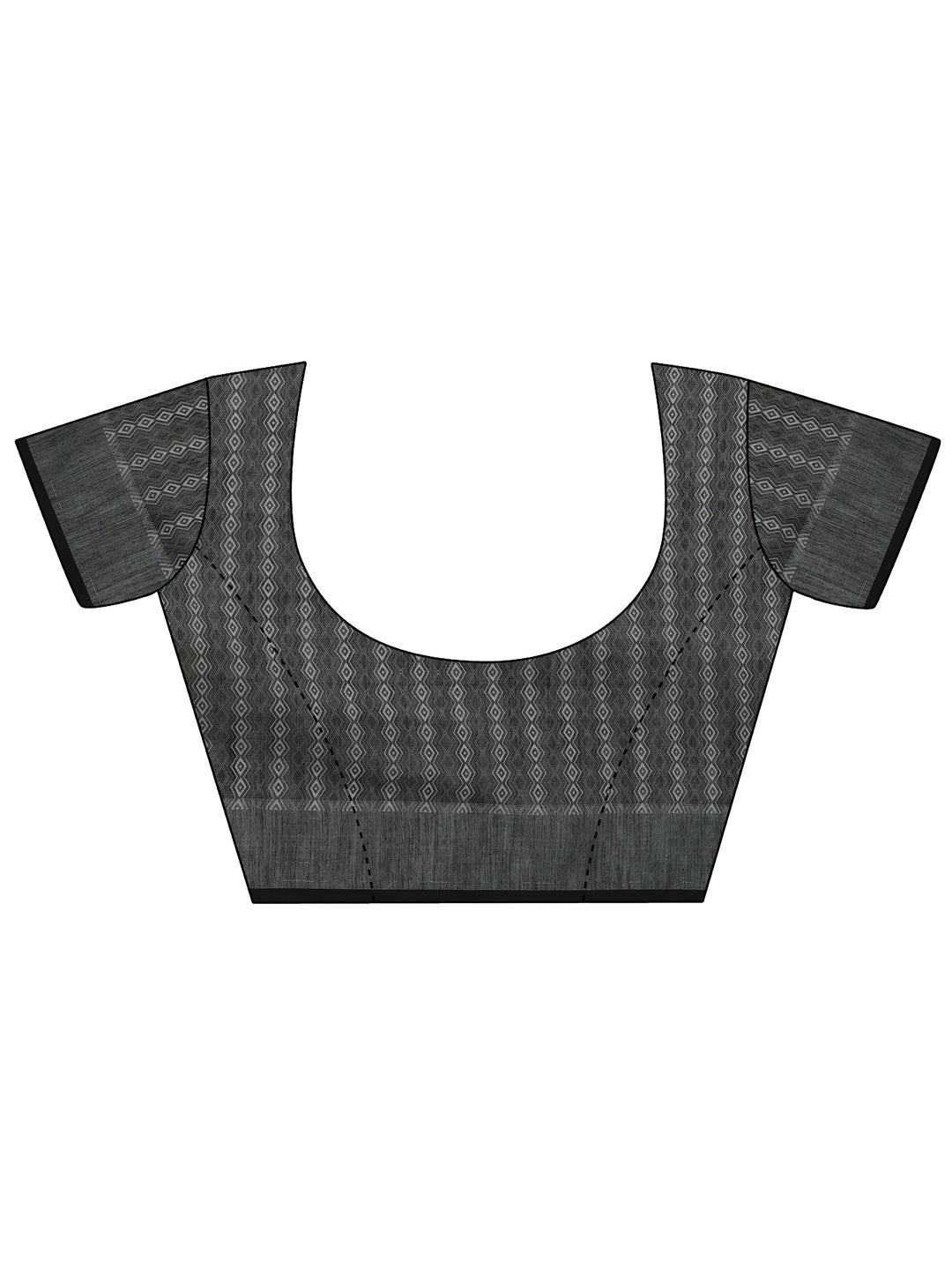 Black Jamdani Printed Cotton Blend Saree With Unstitched Blouse Piece