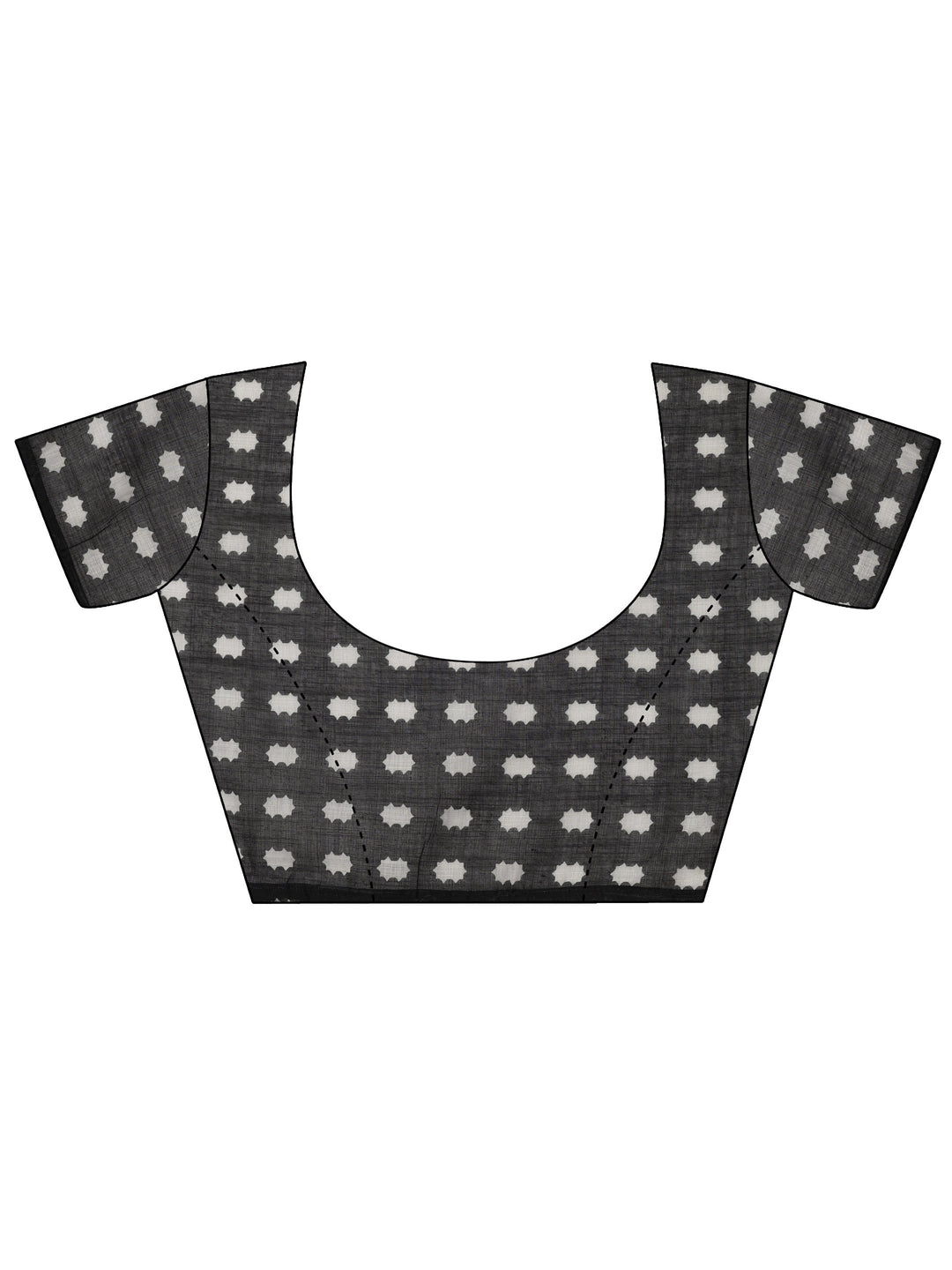 Black Printed Cotton Blend Saree With Unstitched Blouse Piece