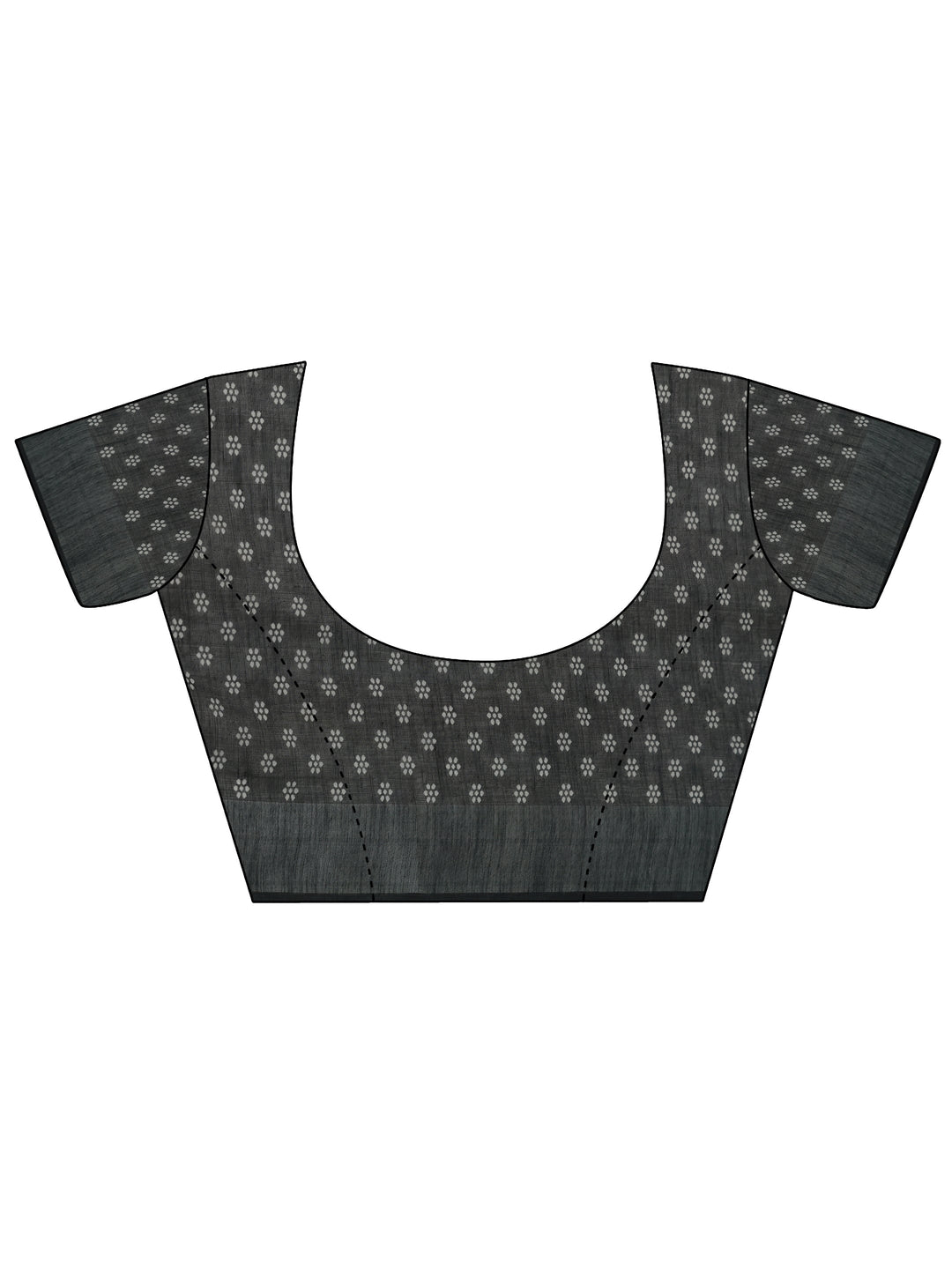 Black Printed Cotton Blend Saree With Unstitched Blouse Piece