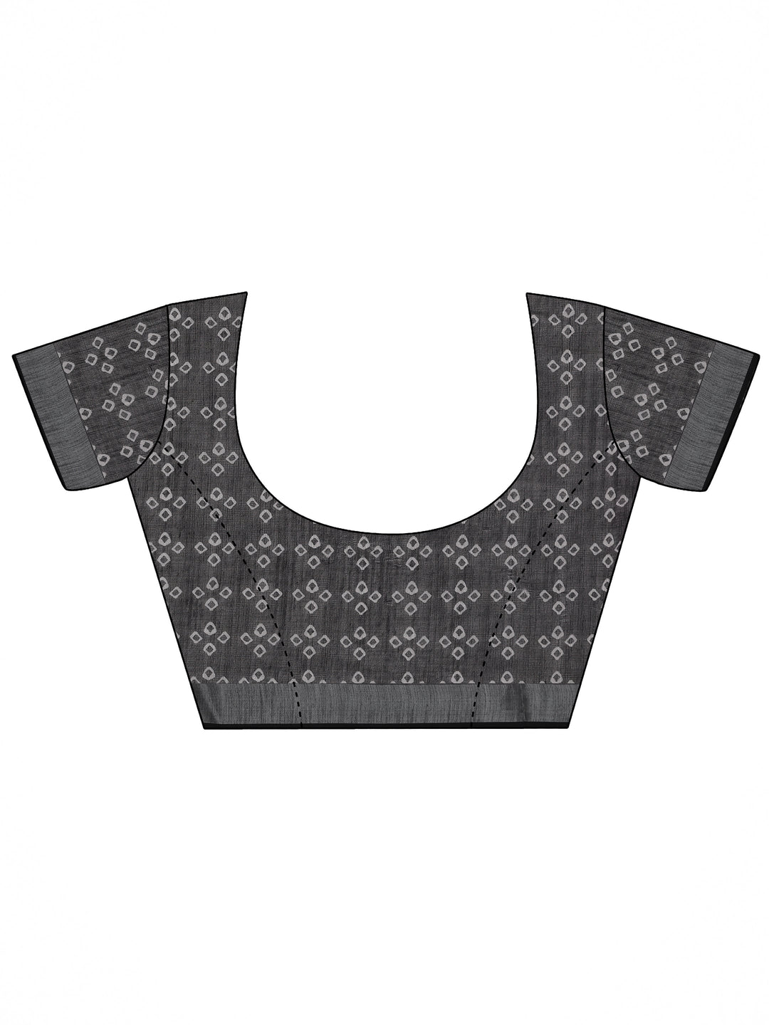 Black Printed Cotton Blend Saree With Unstitched Blouse Piece