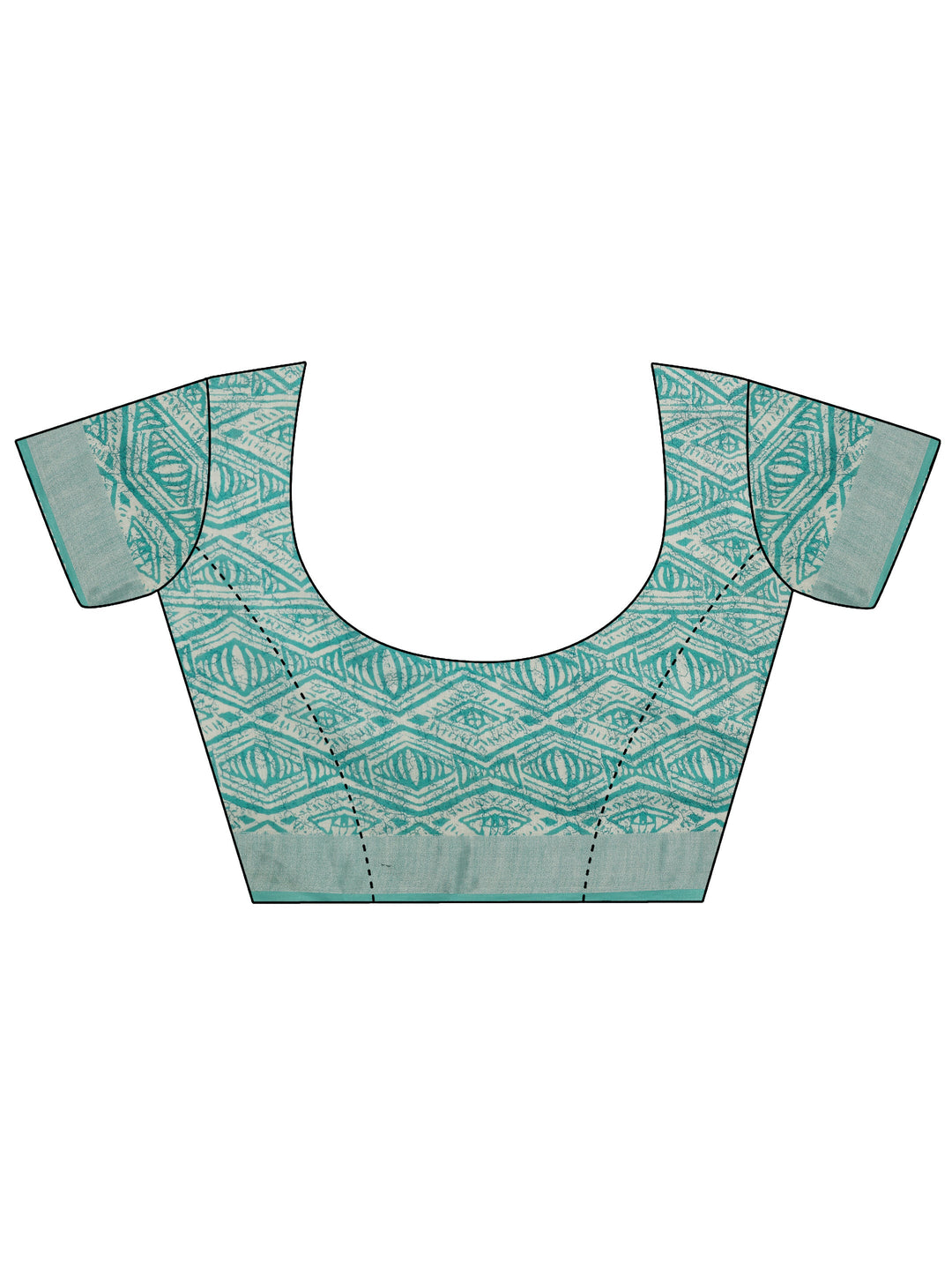 Blue Jamdani Printed Cotton Blend Saree With Unstitched Blouse Piece