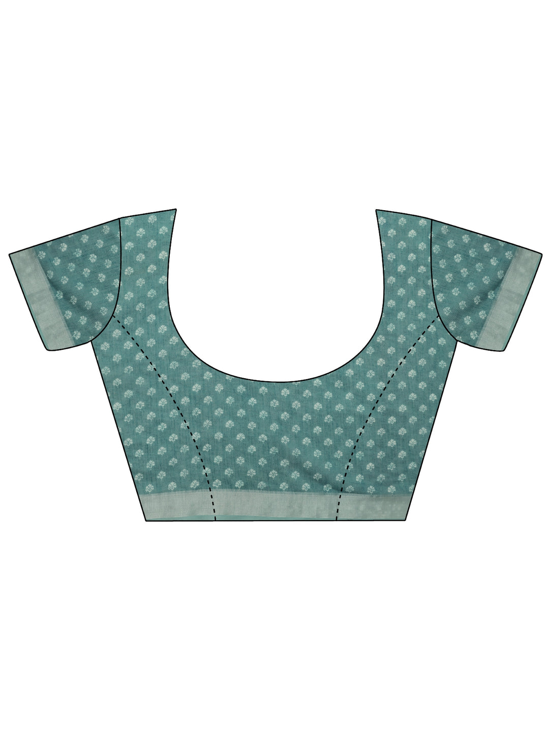 Blue Printed Cotton Blend Saree With Unstitched Blouse Piece