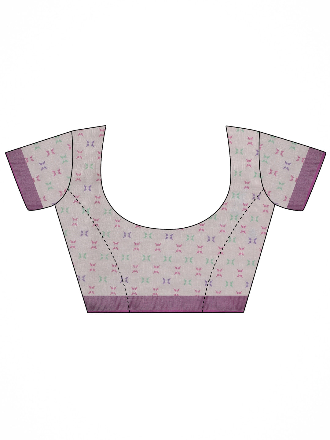 White Printed Cotton Blend Saree With Unstitched Blouse Piece