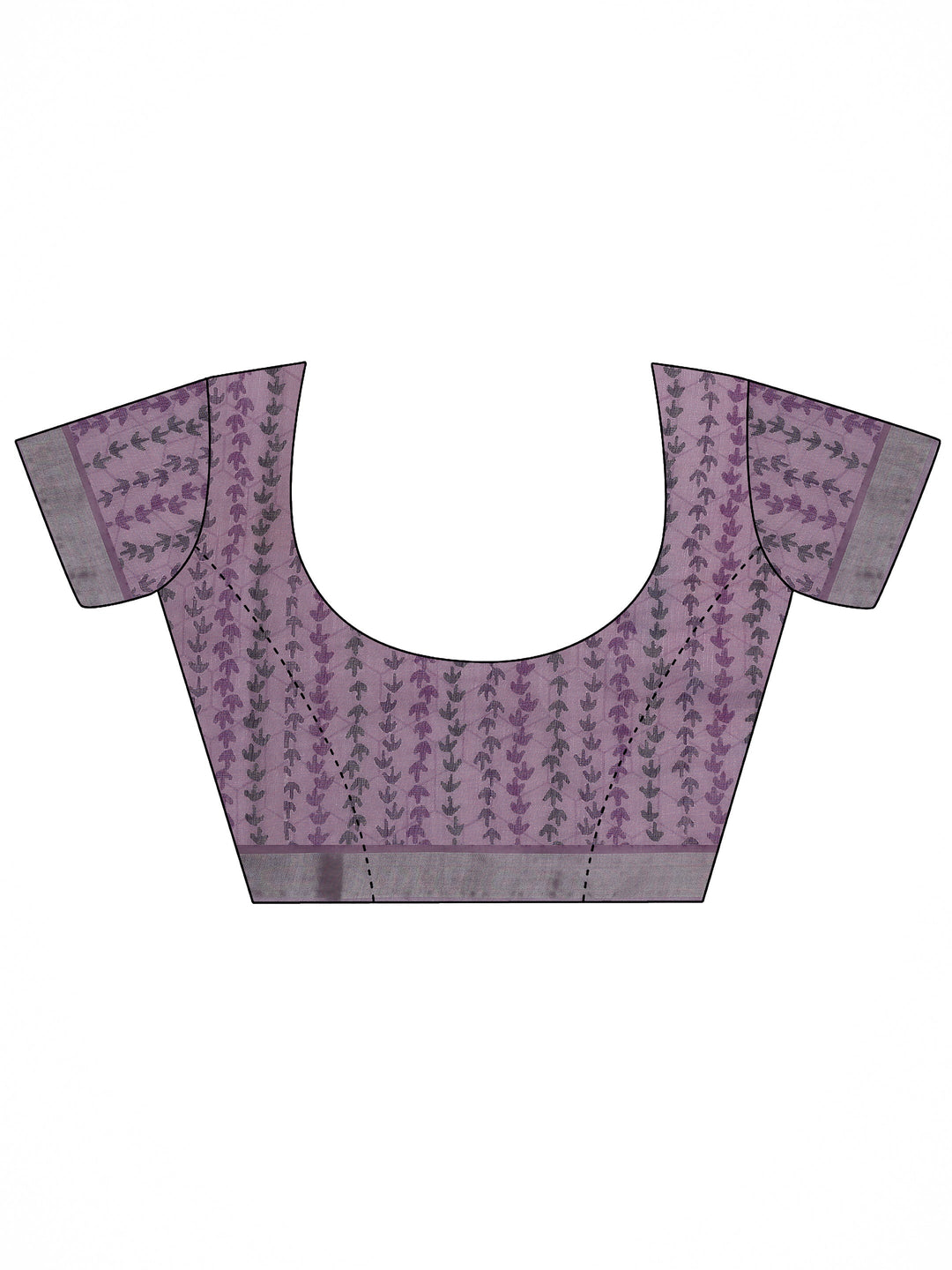 Lavender Printed Cotton Blend Saree With Unstitched Blouse Piece