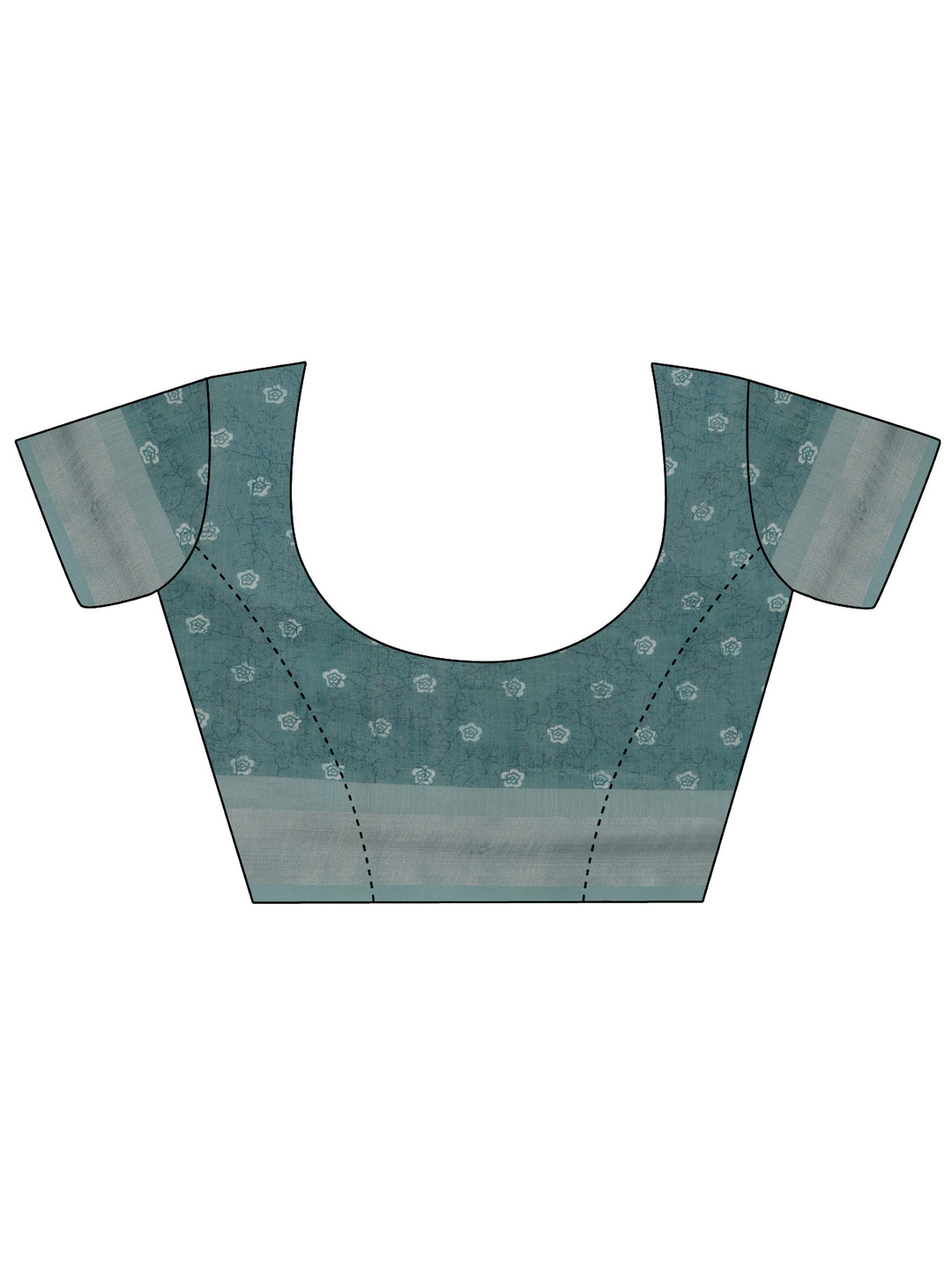 Blue Baluchari Printed Cotton Blend Saree With Unstitched Blouse Piece