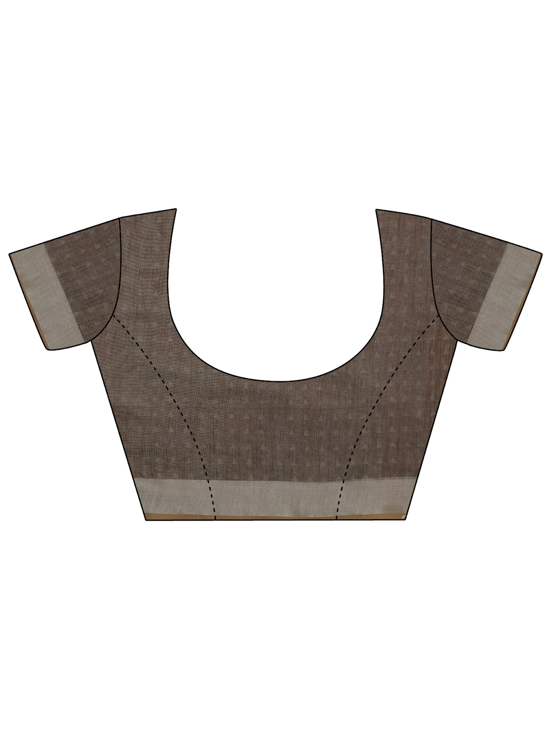 Brown Printed Cotton Blend Saree With Unstitched Blouse Piece