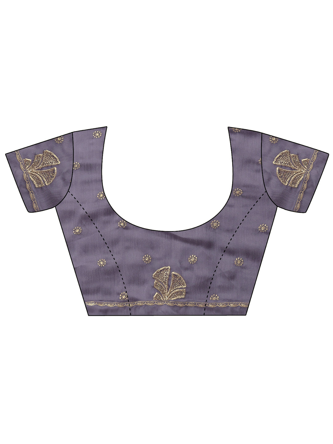 Purple Embellished Chinon Saree With Unstitched Blouse Piece