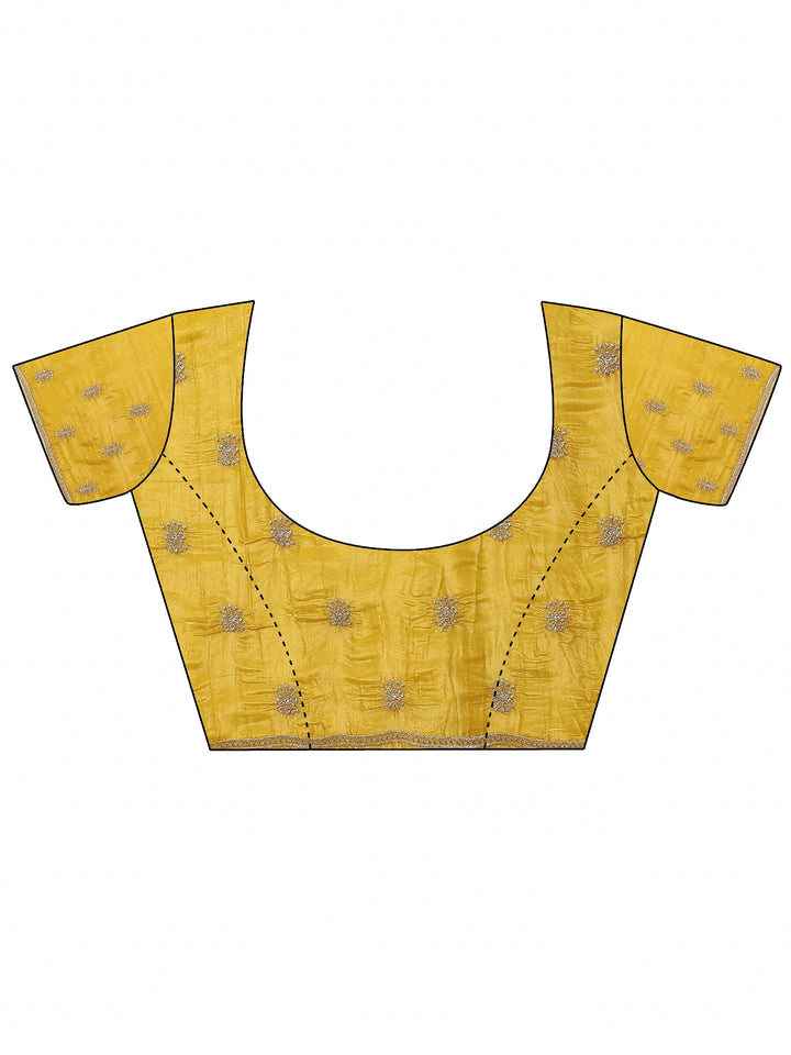 Mustard Embroidered Banarasi Organza Saree With Unstitched Blouse Piece