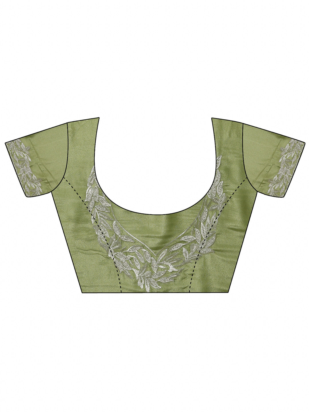 Green Embellished Chinon Saree With Unstitched Blouse Piece