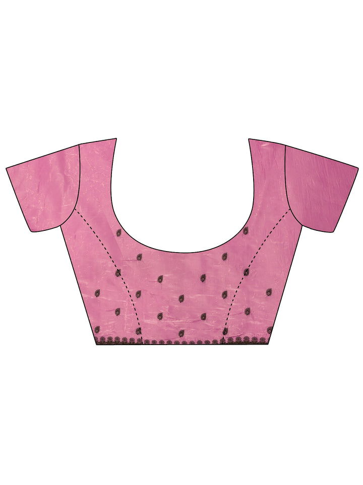 Pink Embellished Organza Saree With Unstitched Blouse Piece