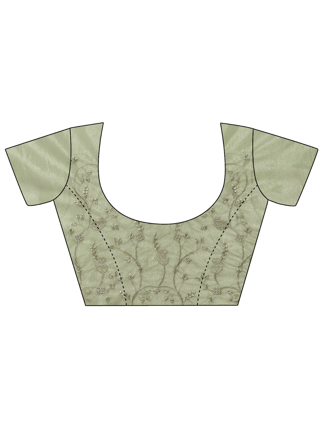 Green Embellished Nylon Saree With Unstitched Blouse Piece