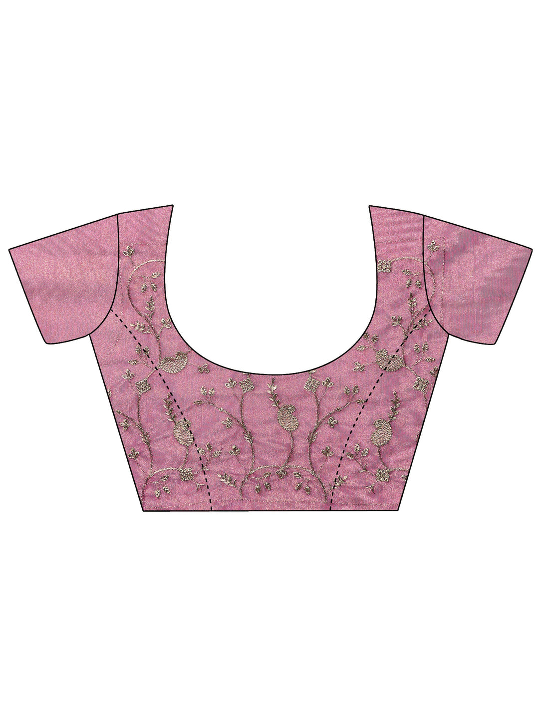 Pink Embellished Nylon Saree With Unstitched Blouse Piece