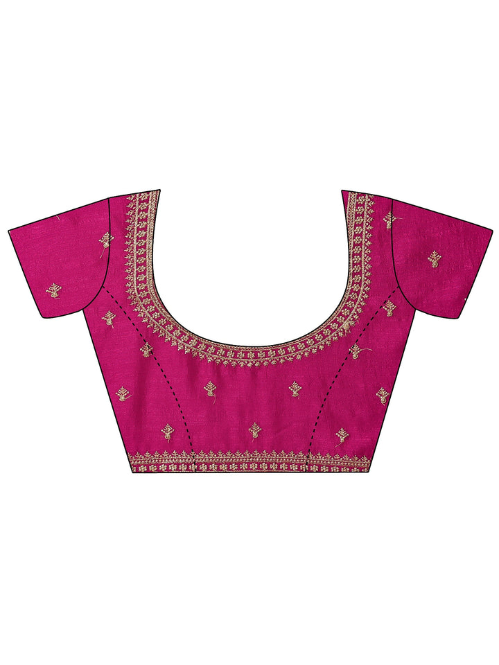 Pink Embellished Silk Blend Saree With Unstitched Blouse Piece