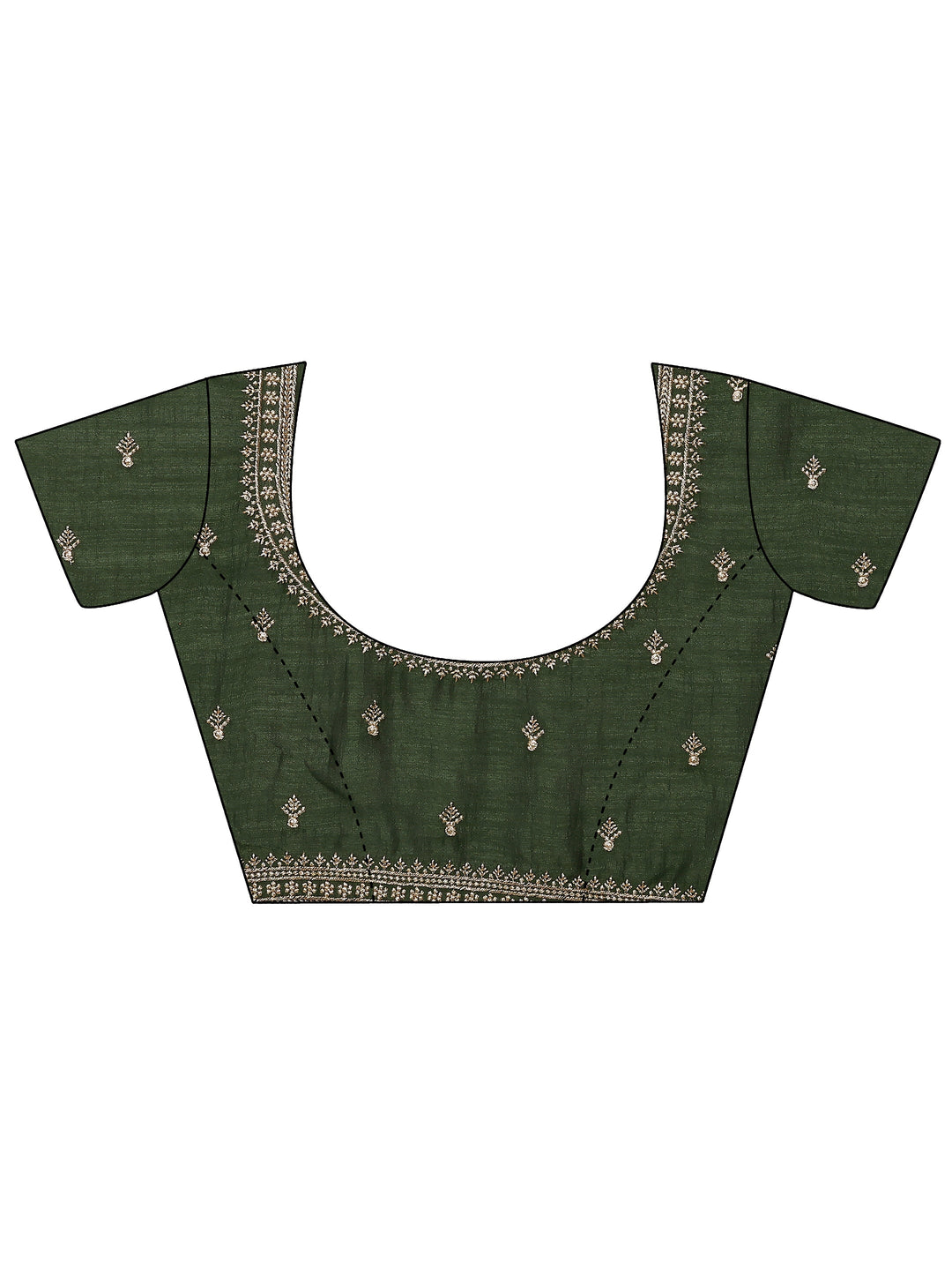 Green Embellished Silk Blend Saree With Unstitched Blouse Piece