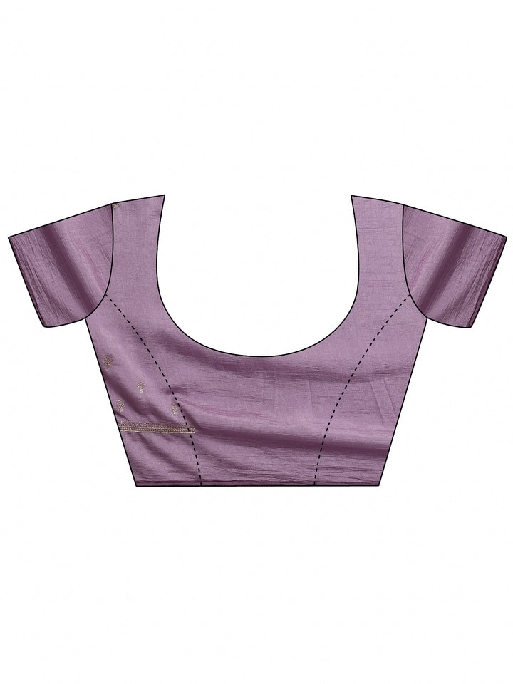 Lavender Embellished Silk Blend Saree With Unstitched Blouse Piece