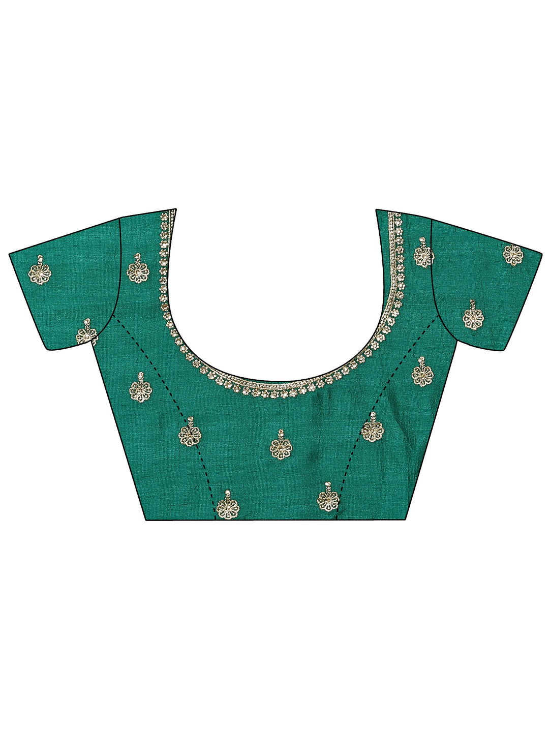 Green Embellished Silk Blend Saree With Unstitched Blouse Piece