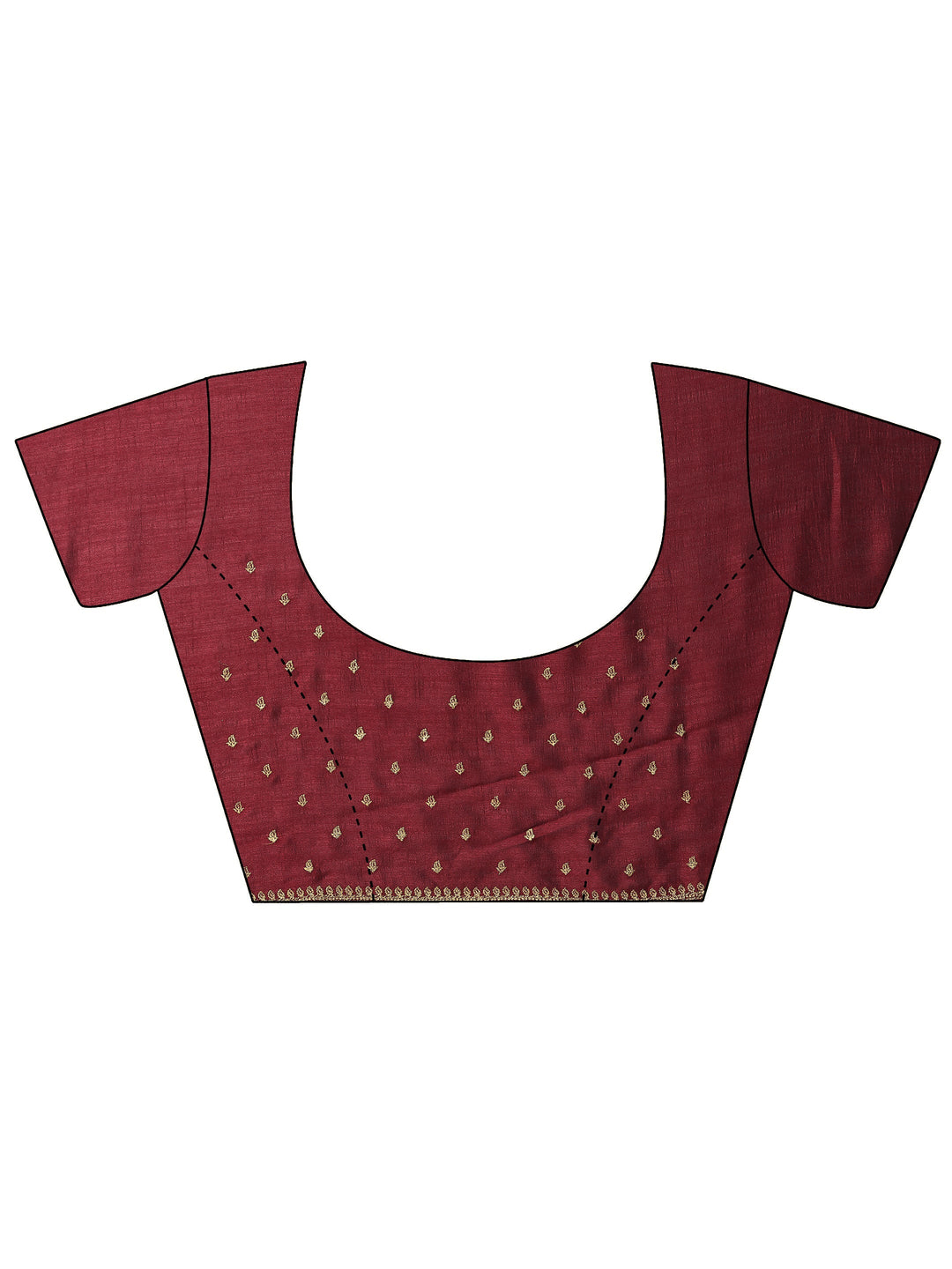 Maroon Embellished Silk Blend Saree With Unstitched Blouse Piece