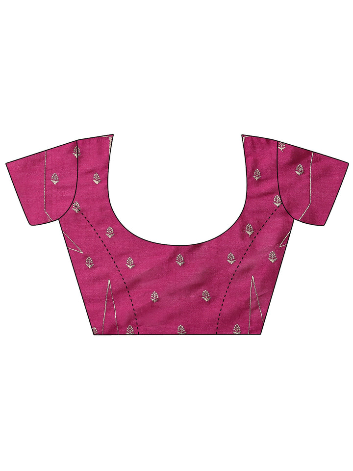 Pink Embellished Silk Blend Saree With Unstitched Blouse Piece