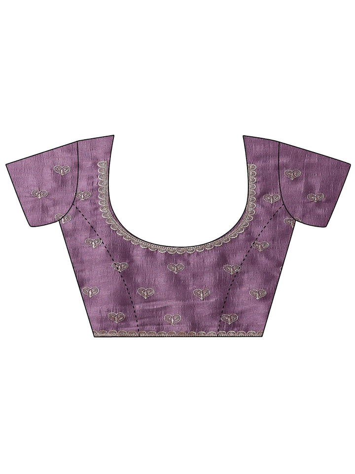 Purple Embellished Silk Blend Saree With Unstitched Blouse Piece