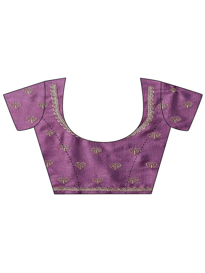 Pink Embellished Silk Blend Saree With Unstitched Blouse Piece