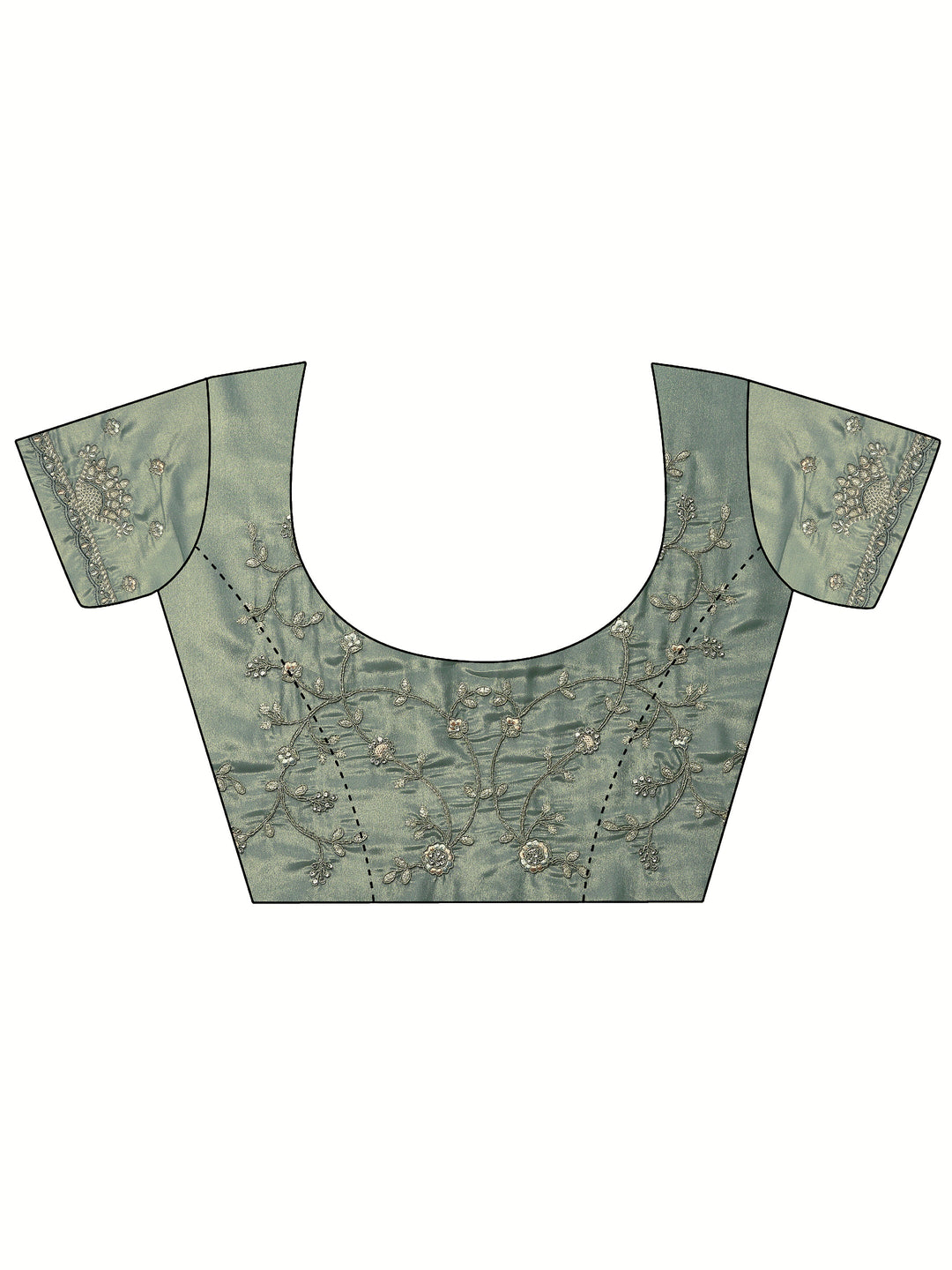 Green Embroidered Organza Saree With Unstitched Blouse Piece