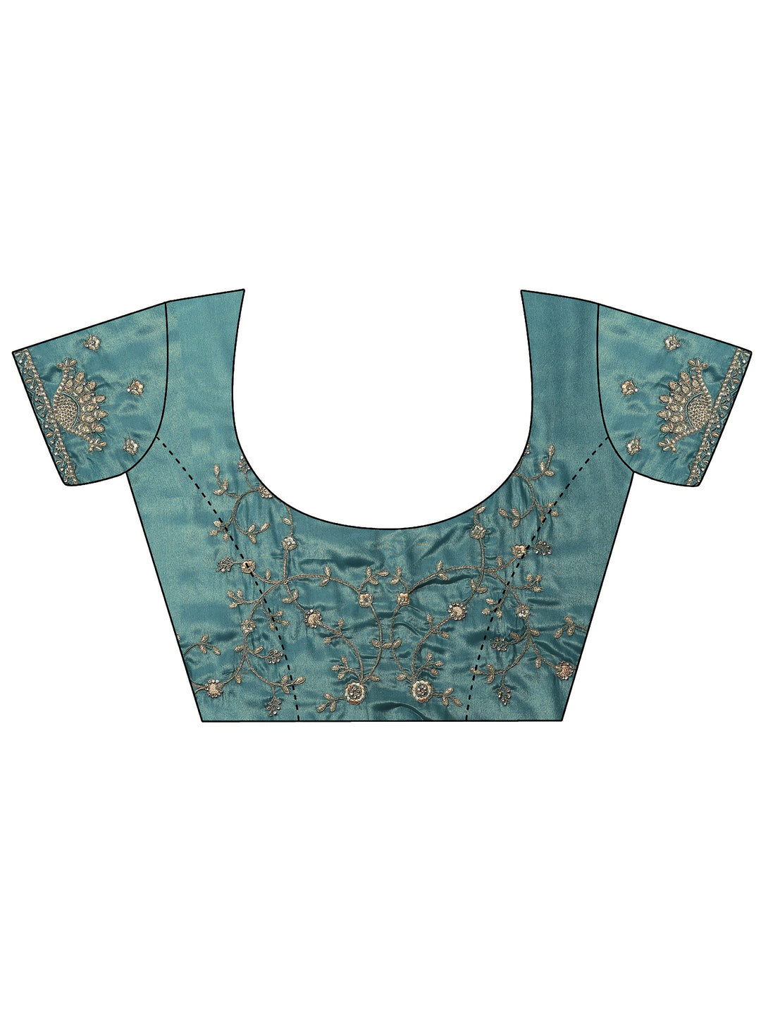 Blue Embroidered Organza Saree With Unstitched Blouse Piece