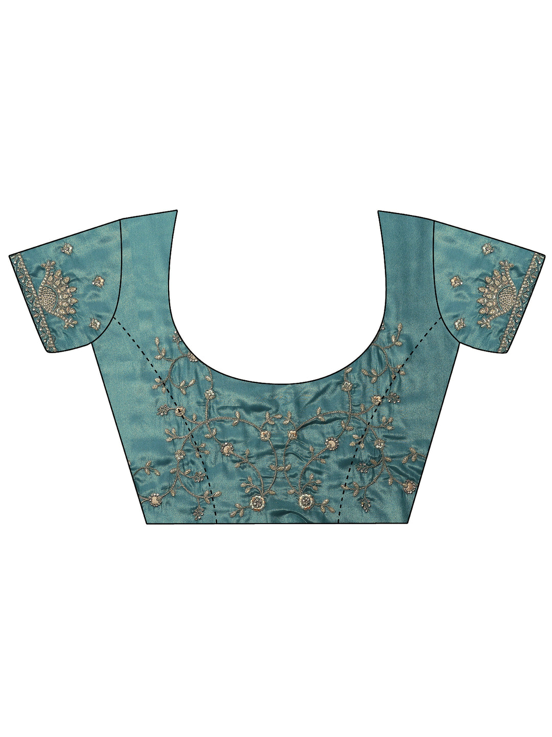 Blue Embroidered Organza Saree With Unstitched Blouse Piece