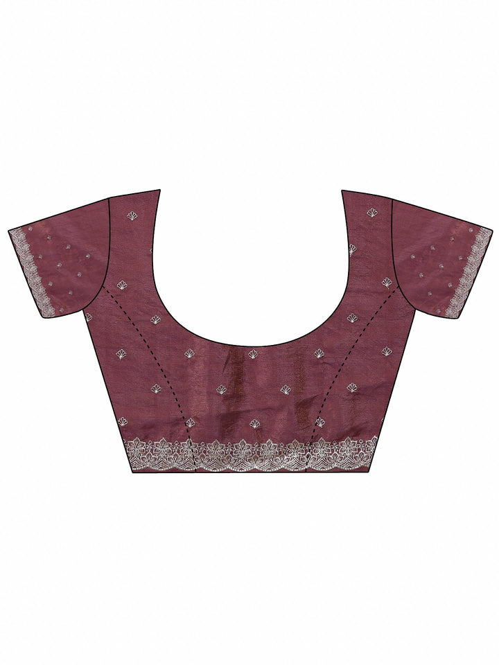 Burgundy Solid Organza Saree With Unstitched Blouse Piece