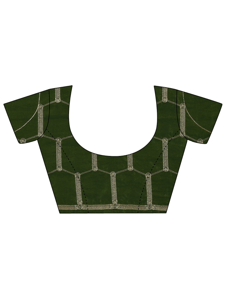 Green Solid Organza Saree With Unstitched Blouse Piece