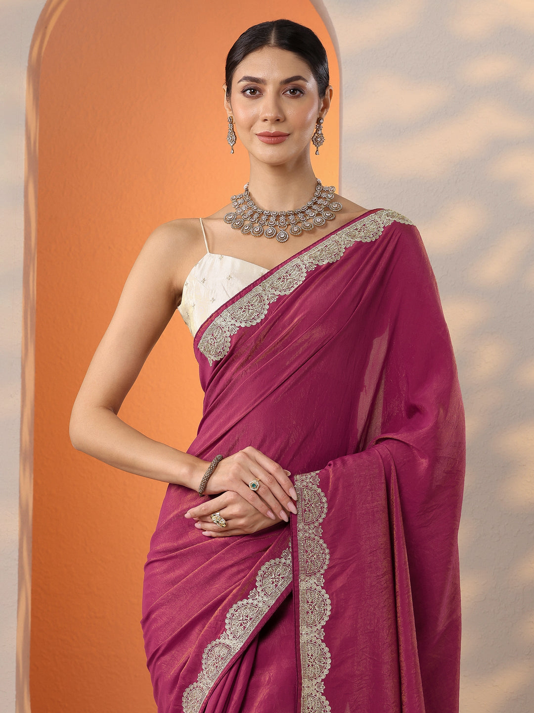 Pink Solid Organza Saree With Unstitched Blouse Piece