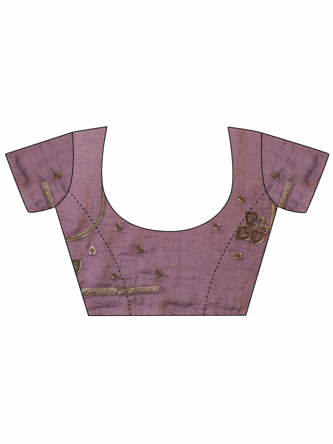 Purple Embroidered Chinon Saree With Unstitched Blouse Piece