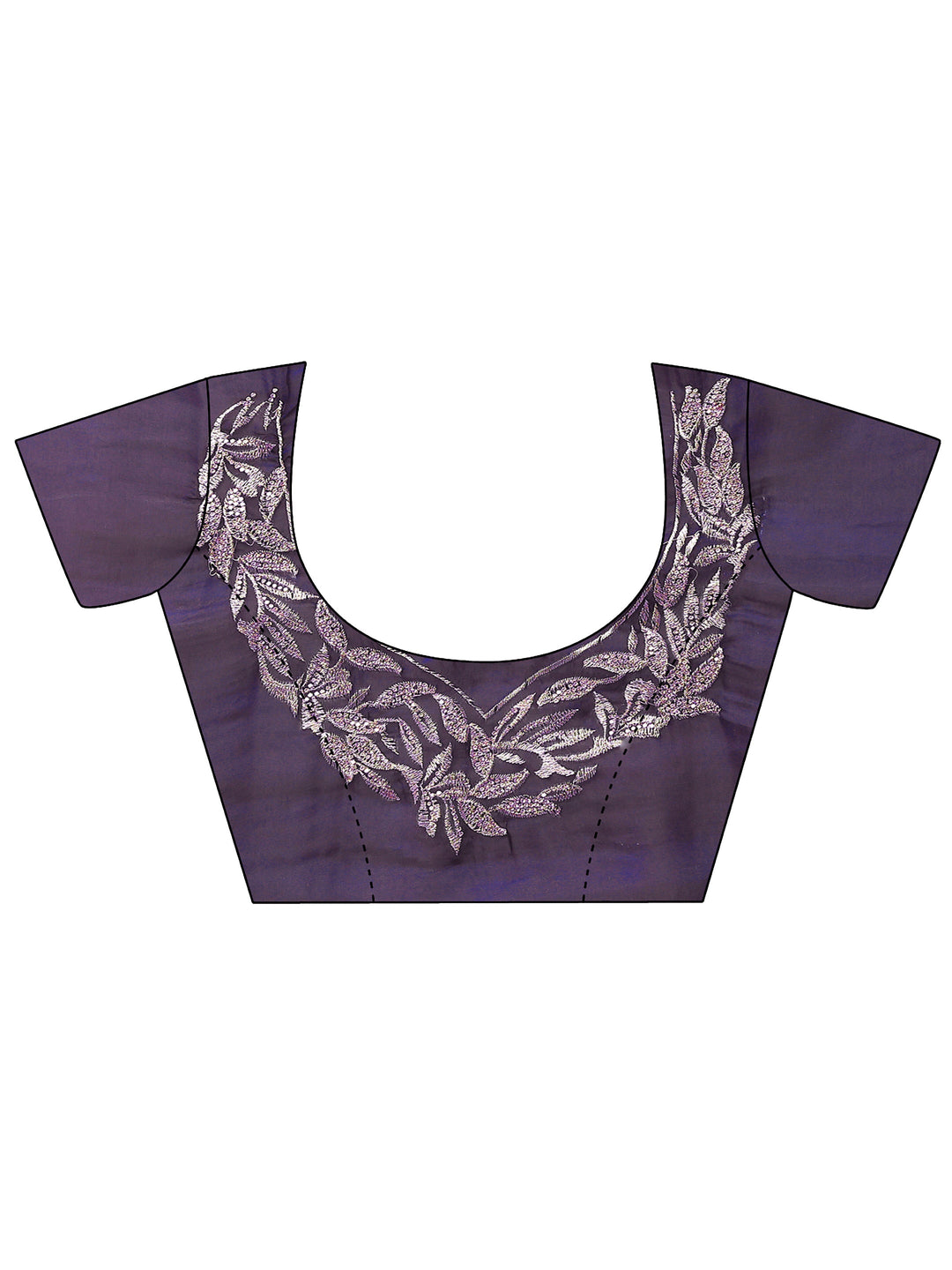 Purple Embroidered Organza Saree With Unstitched Blouse Piece