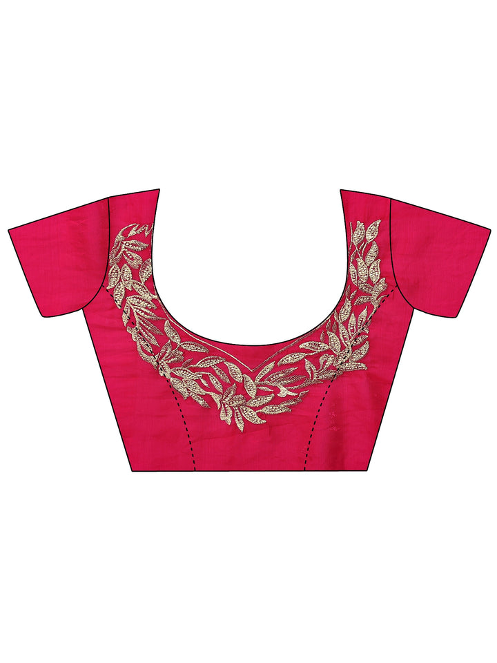 Red Embroidered Organza Saree With Unstitched Blouse Piece