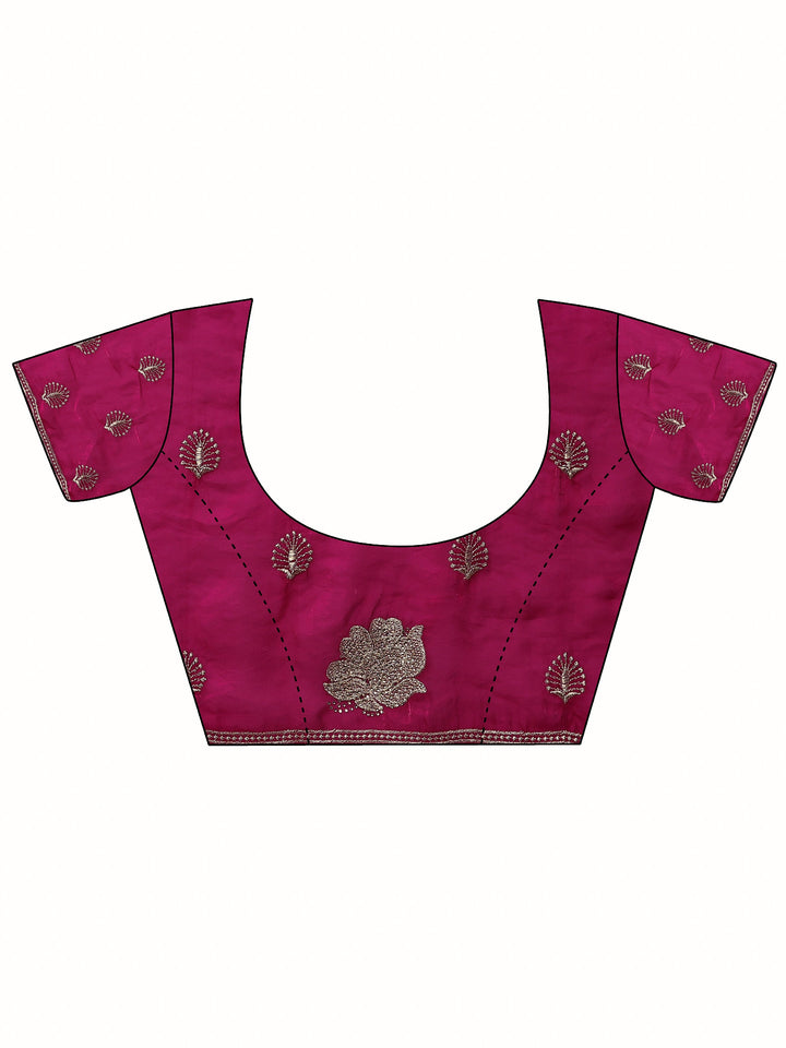 Pink Embroidered Organza Saree With Unstitched Blouse Piece