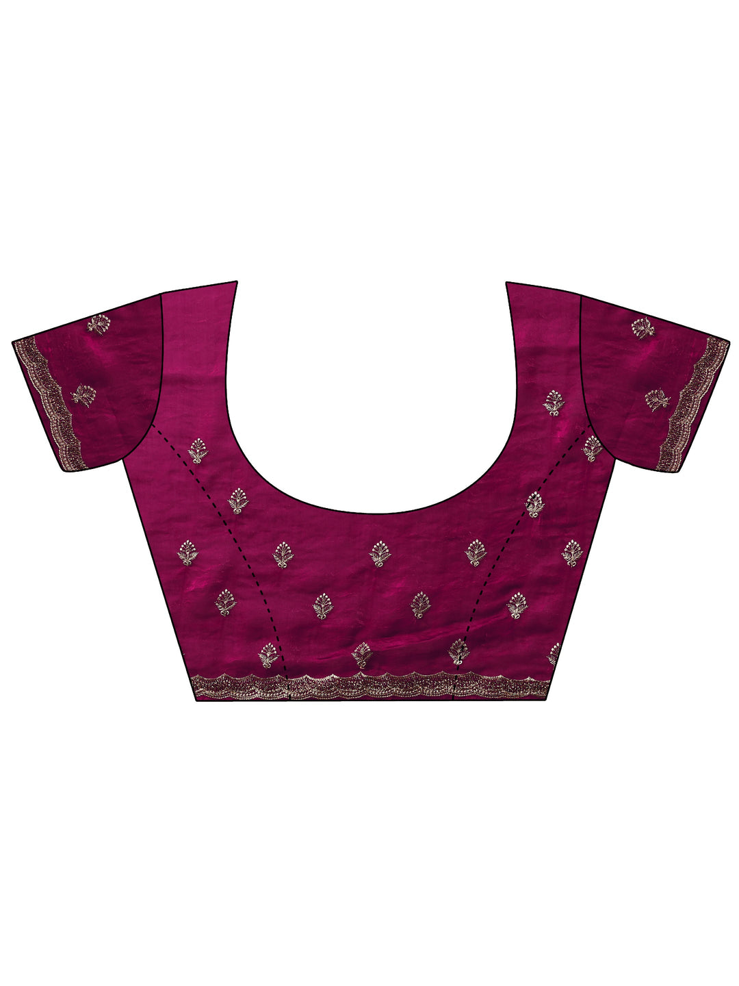 Maroon Embroidered Organza Saree With Unstitched Blouse Piece