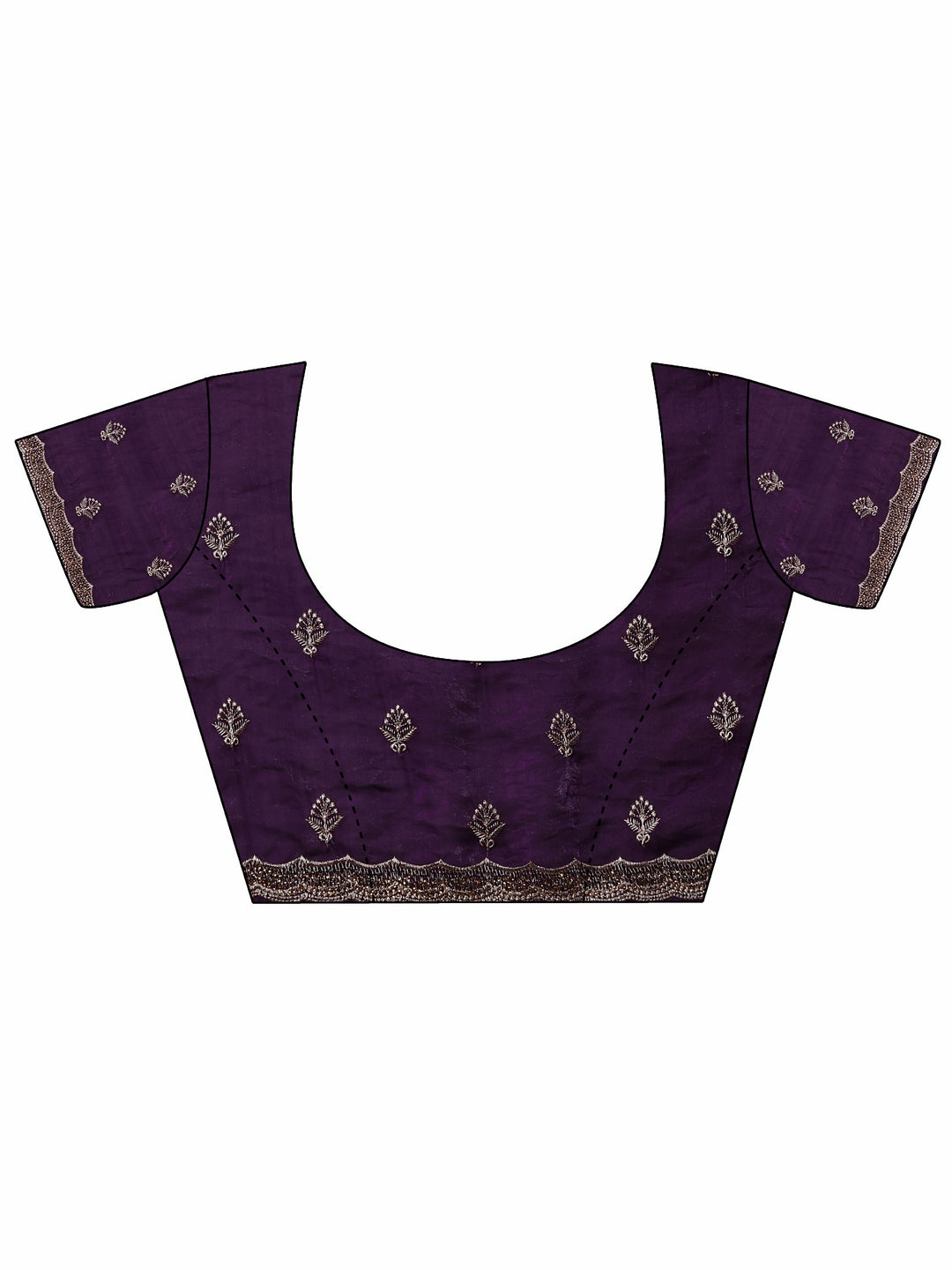 Purple Embroidered Organza Saree With Unstitched Blouse Piece