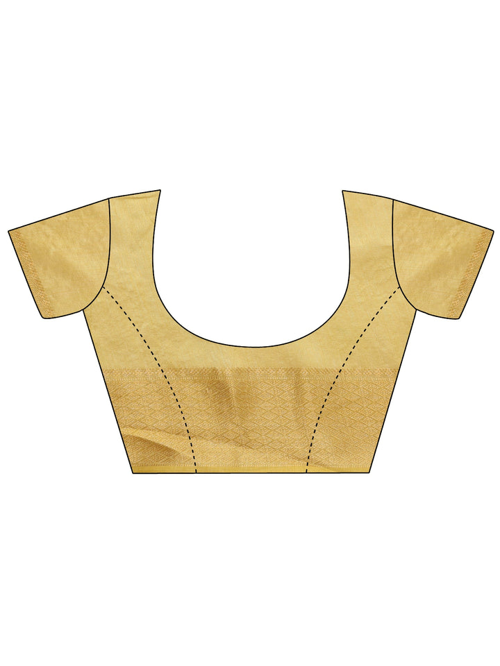 Yellow Embroidered Banarasi Silk Blend Saree With Unstitched Blouse Piece