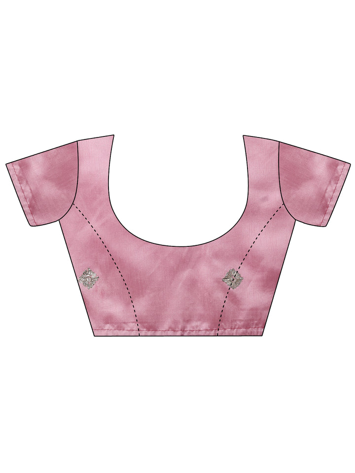 Red Embroidered Satin Saree With Unstitched Blouse Piece